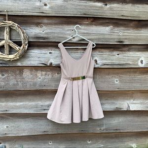 Lette Beige Mini Dress with Faux Decorative Belt Size Medium